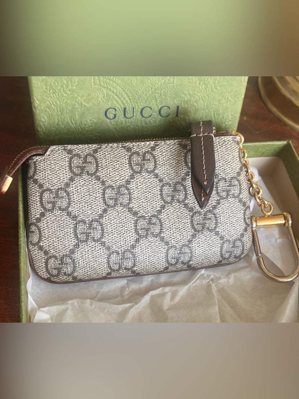 Authentic Gucci Ophidia gg key case pouch keychain wallet canvas/leather
